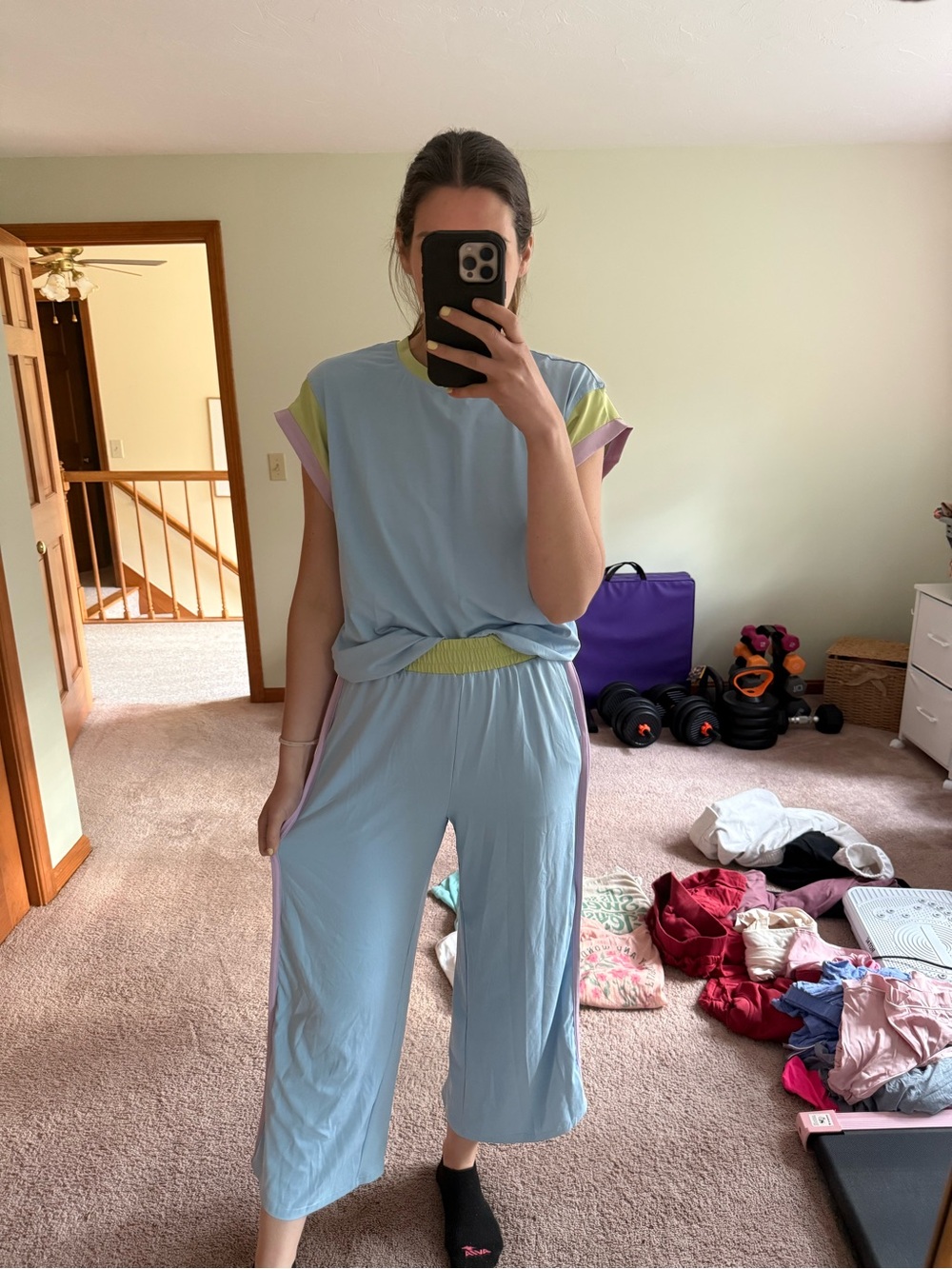 Amazon Light Blue Lounge Set with Yellow and Lilac Trim